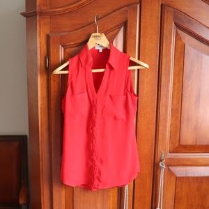 Slim Sleeveless satin portofino shirt